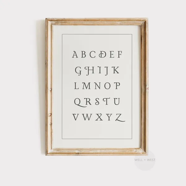 Vintage Alphabet Art Print for Nursery and Playroom