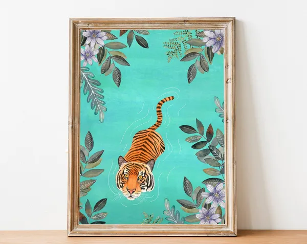 Tiger Animal Illustration Nature Art Print