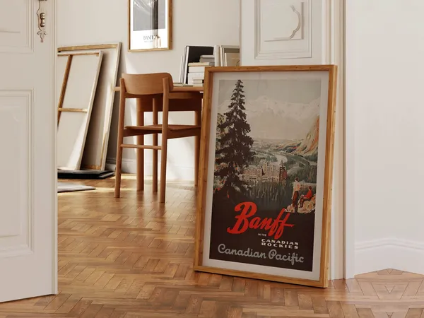Banff Retro Travel Poster, Canadian Rockies