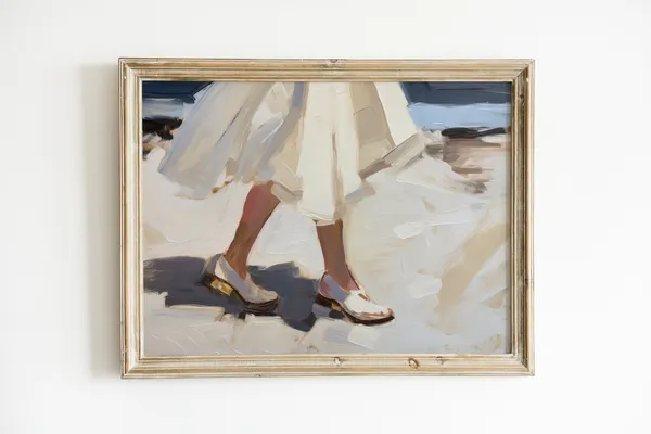 Preppy Beachside Painting, Coastal Grandmother Art Print