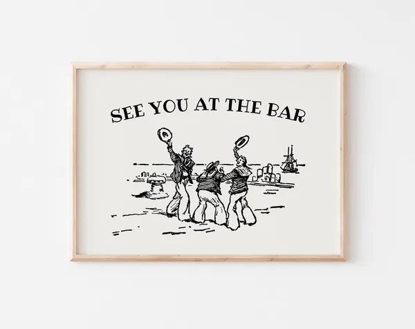 Funny Bar Cart Vintage Sailor Bar Art Print