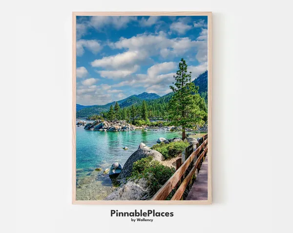 Lake Tahoe Emerald Bay Travel Poster, Sierra Nevada