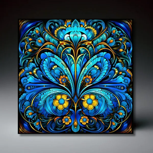 Art Nouveau Floral Stained Glass Effect Art Print