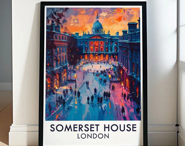 Somerset House Courtyard London Travel Poster