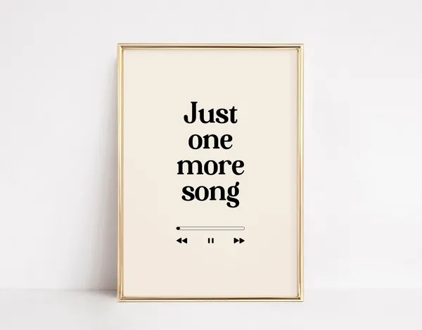 Just One More Song Typography Art Print, Neutral Library
