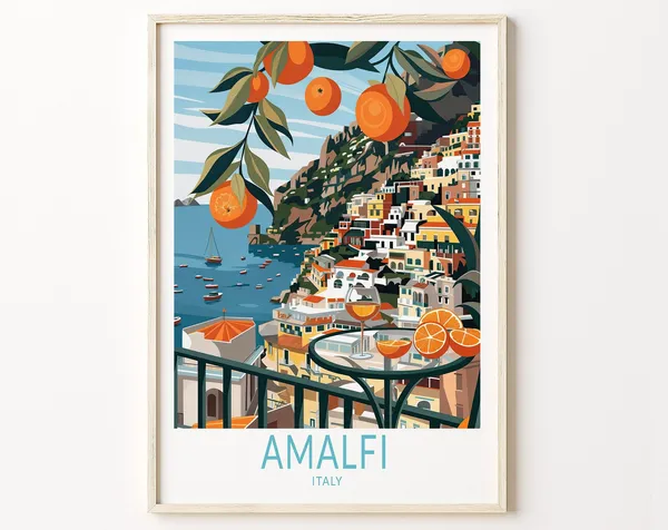 Amalfi Travel Poster, Italy Travel Gifts