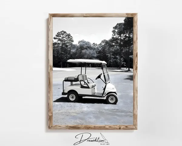 Golf Cart Minimalist Art Print, Black and White