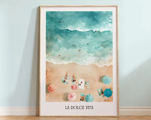 Coastal Aerial Beach Poster, Surf Wall Art