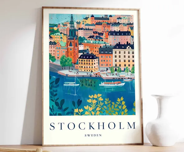 Stockholm Travel Print, Swedish Ocean Wall Art