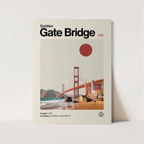Golden Gate Bridge Minimalist Mid-Century Travel Print