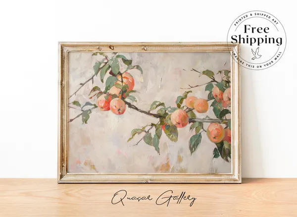 Botanical Fruit Branch Painting, Vintage Art Print