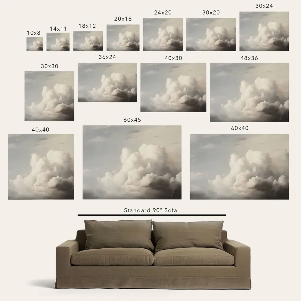 Clouds Vintage Style Neutral Art Print - Image 2