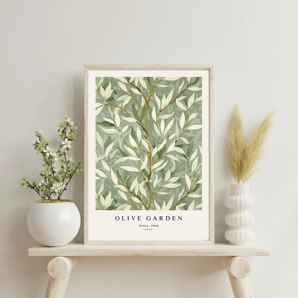 Floral Garden Painting, Boho Decor Art Print