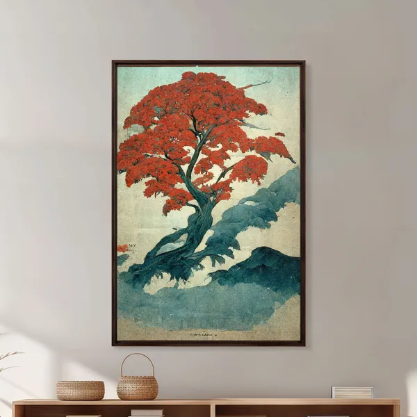Japanese Maple Tree Vintage Japanese Style Art Print