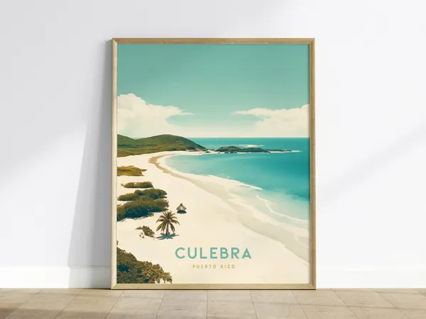 Culebra Puerto Rico Tropical Beach Travel Poster