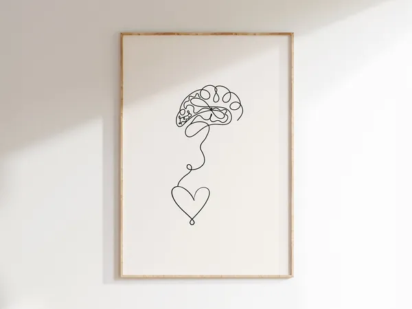 Brain And Heart Poster, Mental Health Office Art
