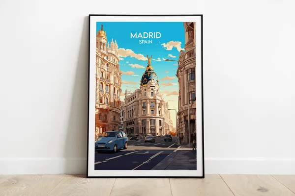 Madrid Travel Poster, Custom Personalised Gift