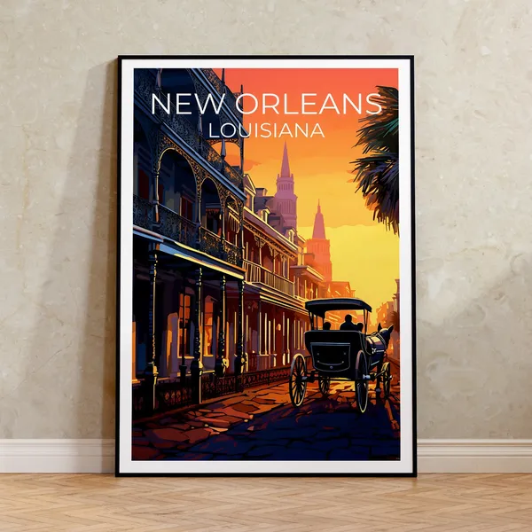 New Orleans Travel Poster, French Quarter Art Print