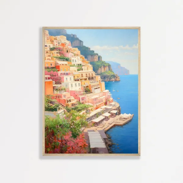 Amalfi Coast Vintage Italian Landscape Art Print