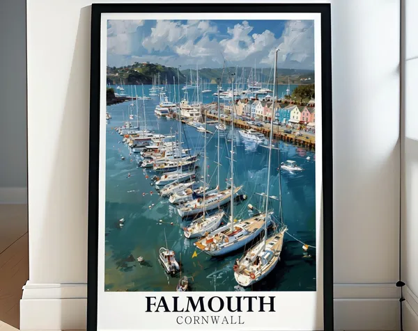 Falmouth Harbour Travel Poster, Wall Decor