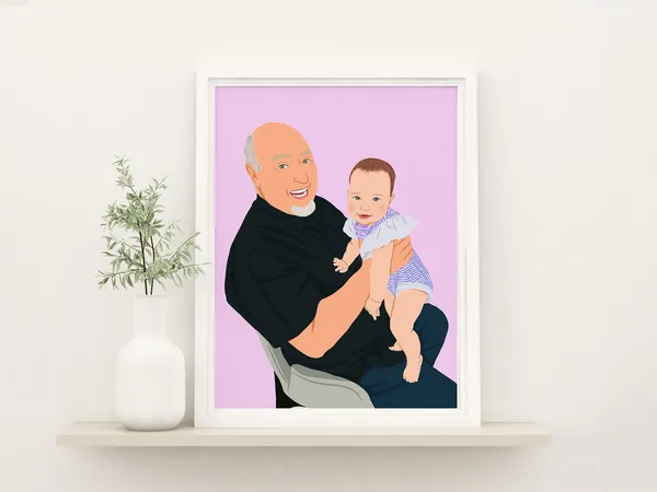 Custom Faceless Family Memorial Portrait Art Print