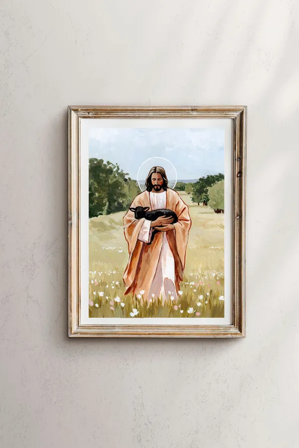 Jesus Carrying The Lamb Art Print
