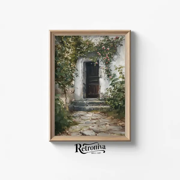 Farmhouse Doorstep Vintage Cottage Painting, Art Print
