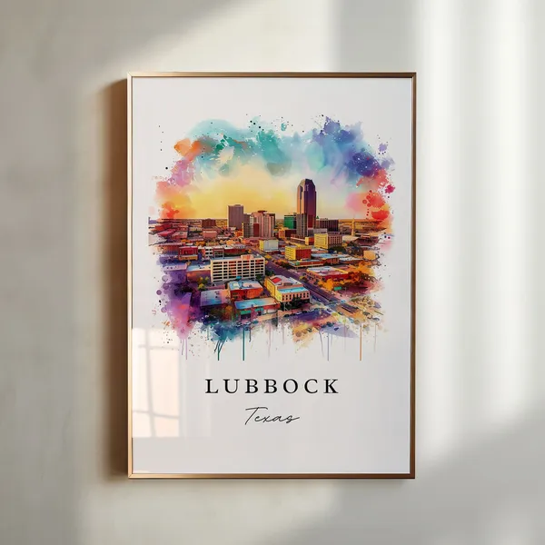 Lubbock Texas Art Print, Custom Text Wedding Gift
