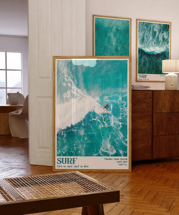 Surf Summer Vintage Coastal Travel Poster