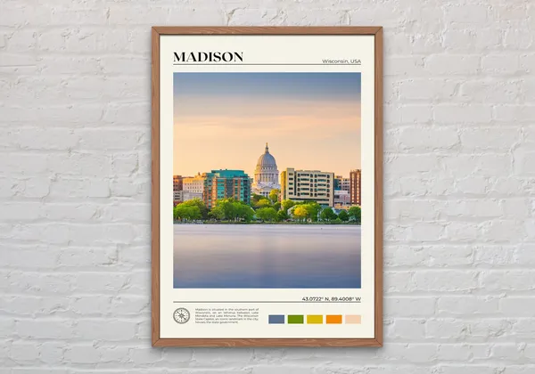 Madison Real Photo Travel Poster, Wisconsin USA