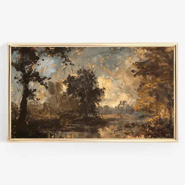 Autumn Frame TV Art Landscape, Vintage Fall Art