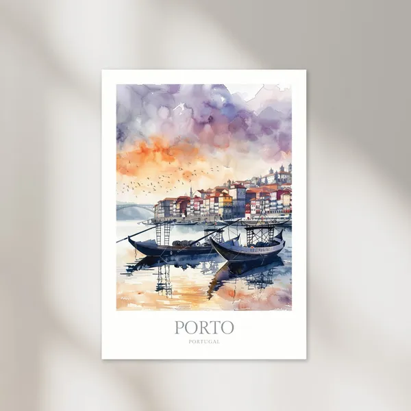Porto, Portugal Watercolor Travel Poster Art Print