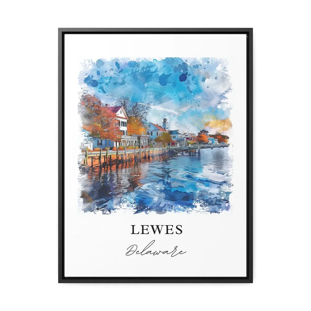 Lewes De Watercolor Travel Poster Art Print - Image 3