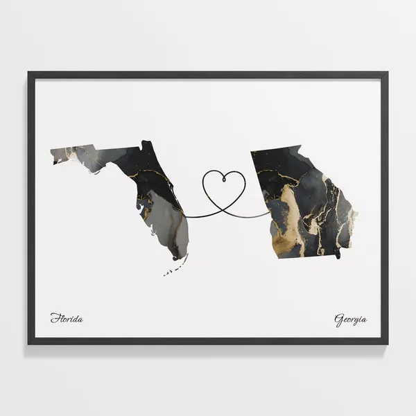 Florida to Georgia Travel Map Poster