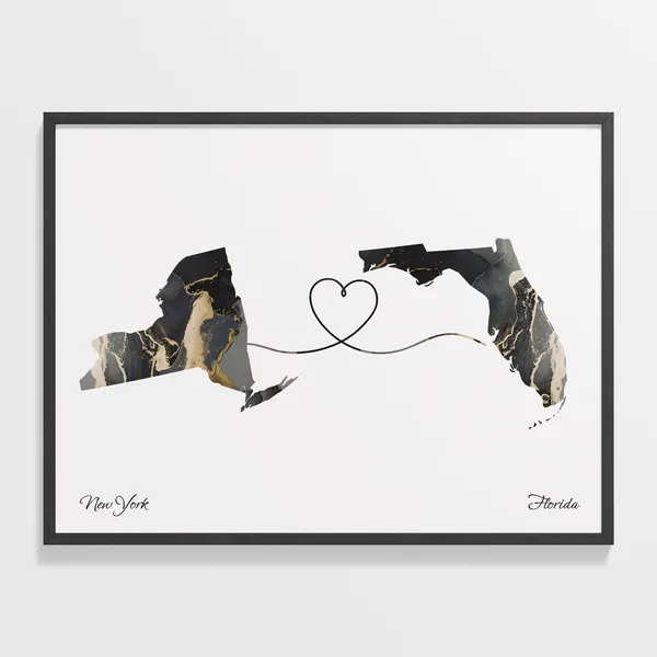 New York to Florida Travel Map Poster