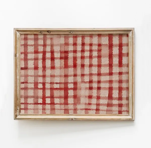 Red Checker Print Vintage Plaid Art Print