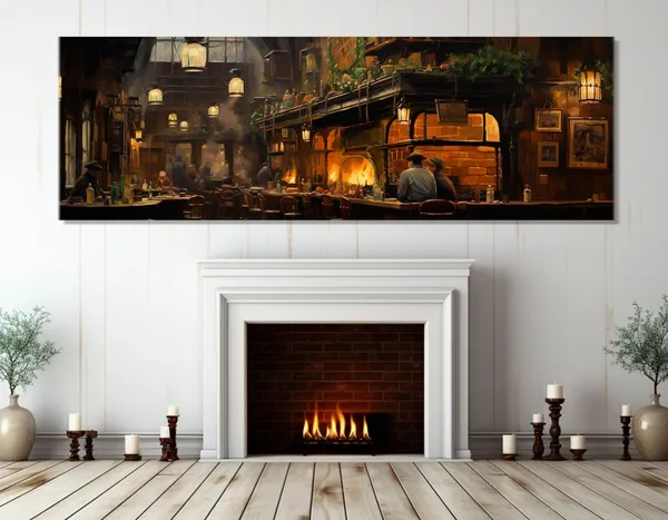 Retro Irish Pub Abstract Art Print, Vintage Pub Poster