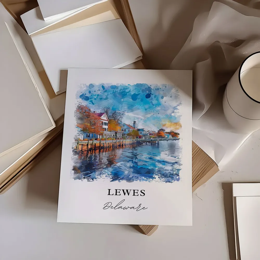 Lewes De Watercolor Travel Poster Art Print - Image 6