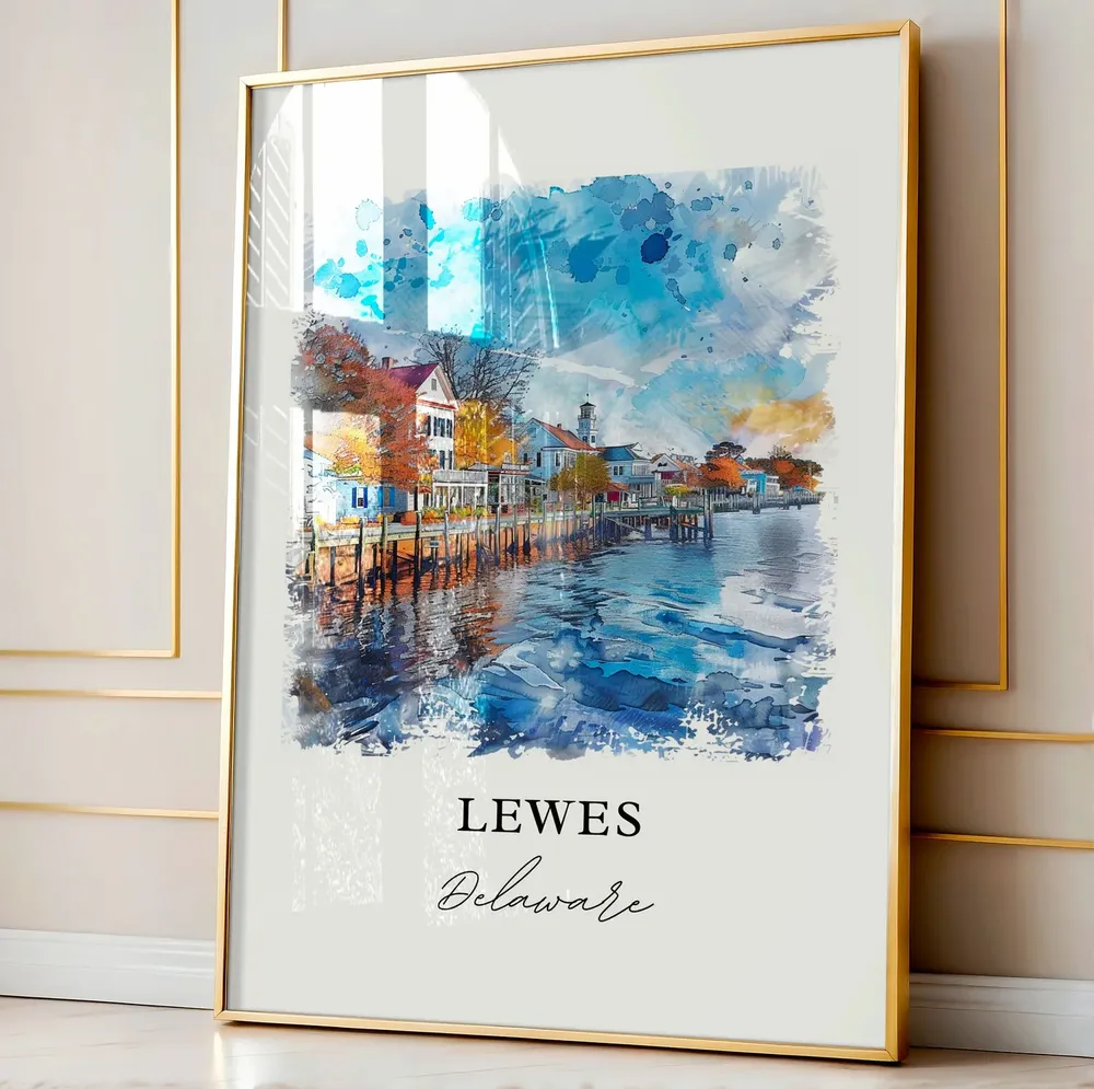 Lewes De Watercolor Travel Poster Art Print - Image 4