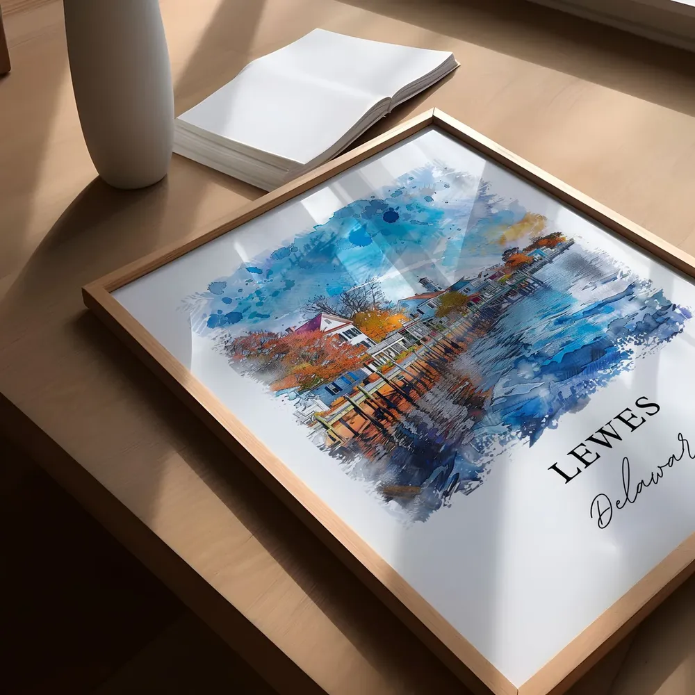 Lewes De Watercolor Travel Poster Art Print - Image 5