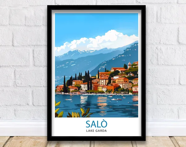 Lake Garda Italy Travel Poster, Salo Wall Decor