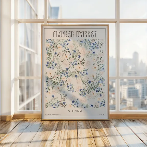 Flower Market Vienna Retro Floral Art Print