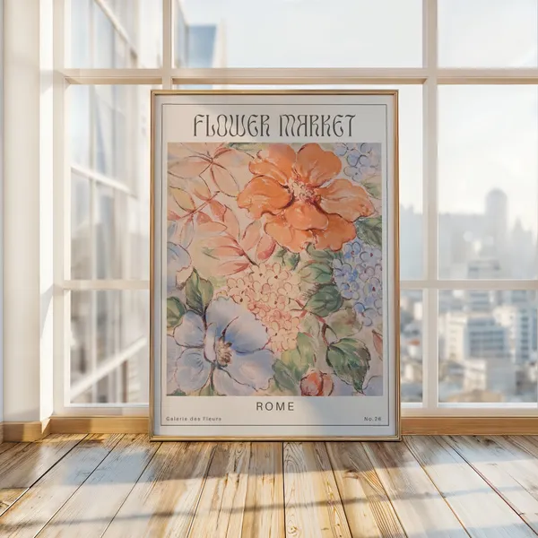 Flower Market Rome Vintage Floral Art Print