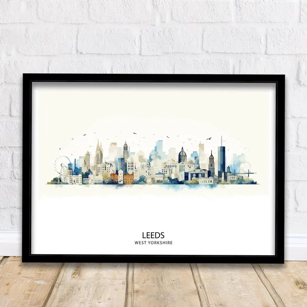 Leeds Skyline Art Print, Travel Wall Decor