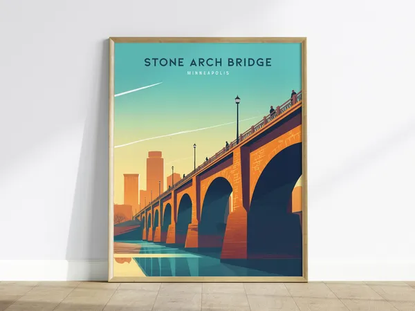 Stone Arch Bridge Minneapolis Minnesota Travel Poster