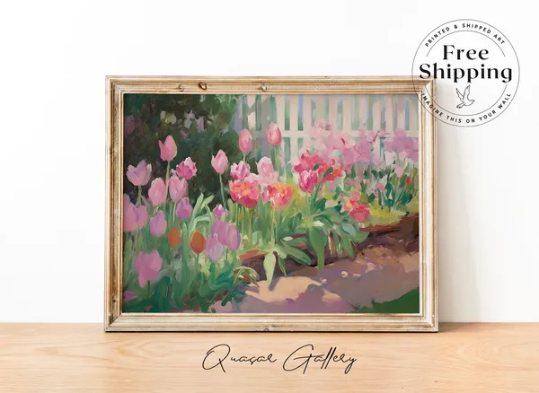 Tulip Painting Floral Art Print, Cottagecore Decor