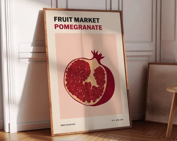 Pomegranate Fruit Market Abstract Poster Print