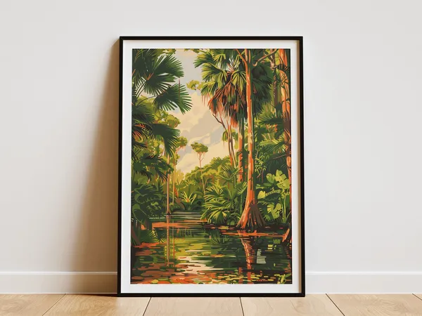 Florida Everglades Travel Poster, Tropical Nature Decor
