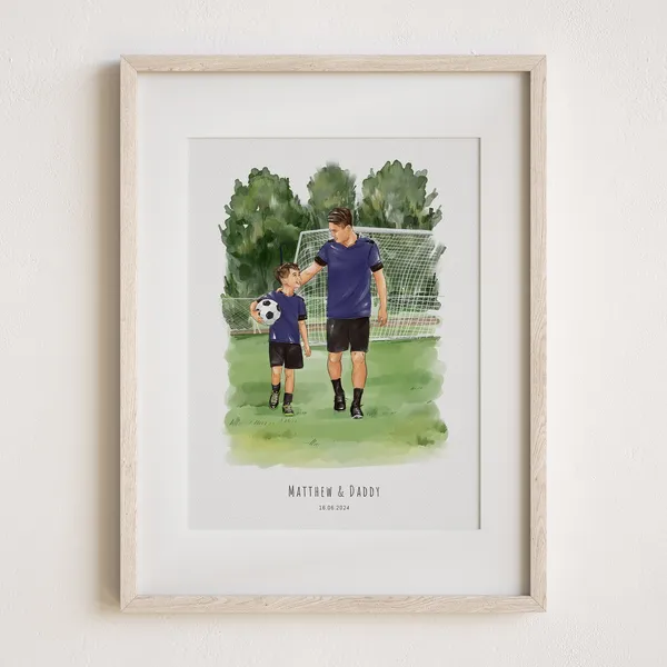 Football Personalized Dad Portrait, Father's Day Gift