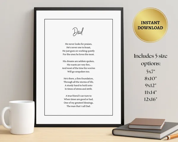 Poem For Dad, Minimalist Poetry Poster